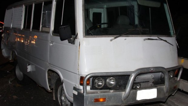 The bus involved in Wednesday night's fatal accident at Yatala.