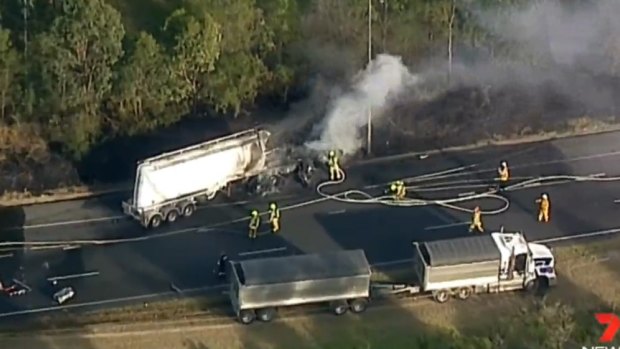 A truck crash on the M7 at Glendenning on Friday afternoon.