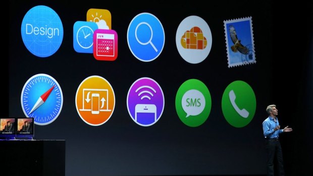 Cosmetic changes: Apple's Craig Federighi shows off some familiar-looking iconography.