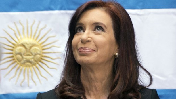 Argentinian President Cristina Fernandez listens to the national anthem during a ceremony in Buenos Aires marking the 32nd anniversary of the start of the Falklands conflict in 2014.