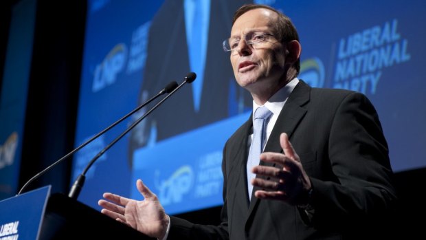 Prime Minister Tony Abbott speaks at the LNP state conference in Brisbane.