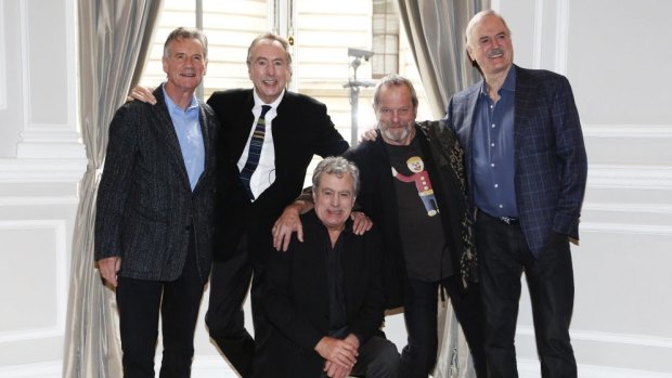 The surviving members of the original cast of the Monty Python comedy team: Michael Palin, Eric Idle, Terry Jones, Terry Gilliam and John Cleese.