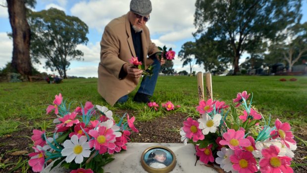 Neil Hyland at the children's grave site.