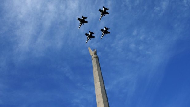 An F/A-18 flypast in 2014