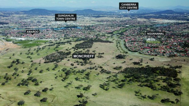 An aerial image of the new suburb of Moncrieff.