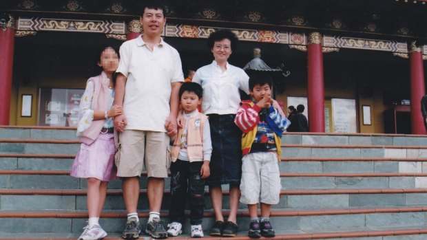 Min "Norman" Lin, 45, (second from left) with his wife Yun Li "Lily" Lin, 43,and their two sons Lins' Henry, 12, and Terry, 9