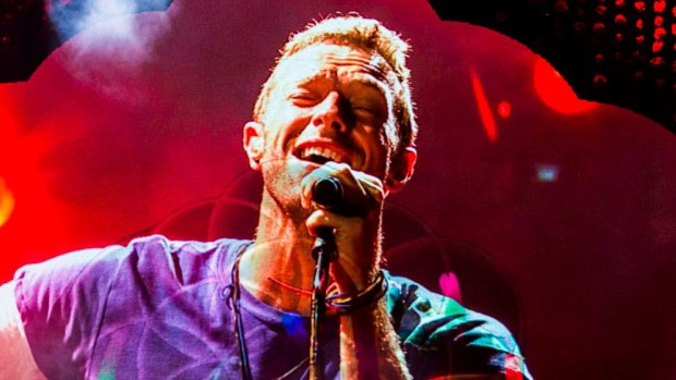 Coldplay's Chris Martin in action at Brisbane's Suncorp Stadium this month.