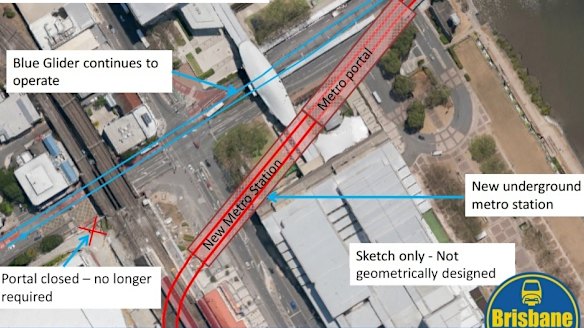 The proposed underground subway system for the Cultural Centre at South Brisbane.