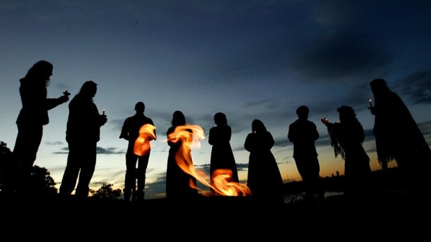 Pagans celebrate the Winter Solstice in 2014.