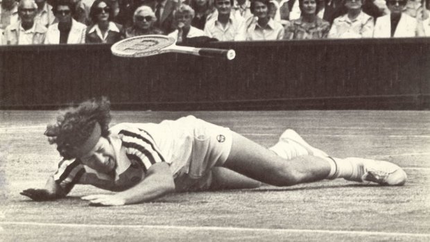 John McEnroe goes down to Bjorn Borg at Wimbledon in 1980.