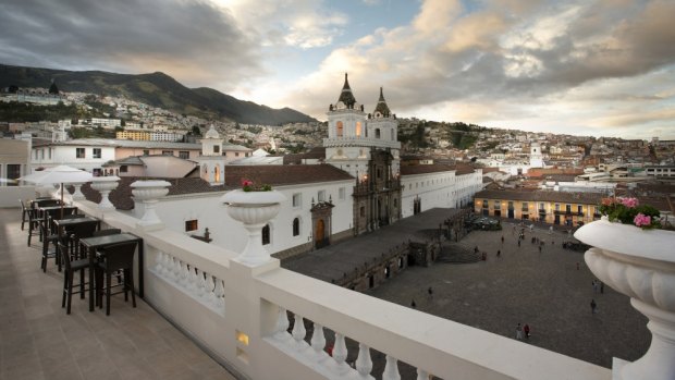 The view from Casa Gangotena's terrace over Quito.