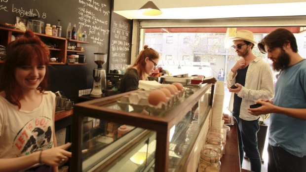 Short straw: Jordan Leser, left, and Eliza Fawcett at the Shortlist cafe in Darlington. 