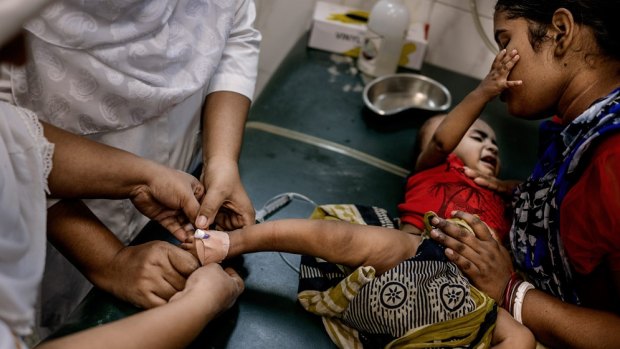 A child being treated at the International Centre for Diarrhoeal Disease Research in Dhaka, Bangladesh. It is the world’s largest diarrhea hospital.