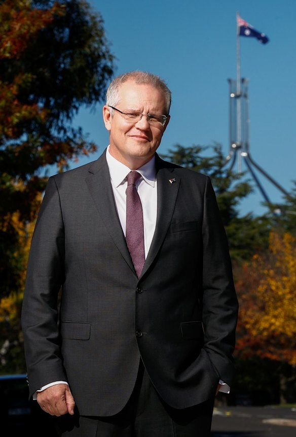 Treasurer Scott Morrison outside the Treasury building.
