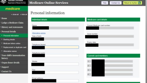 Records: Some of the information accessible via my.gov.au when linking it to Medicare.