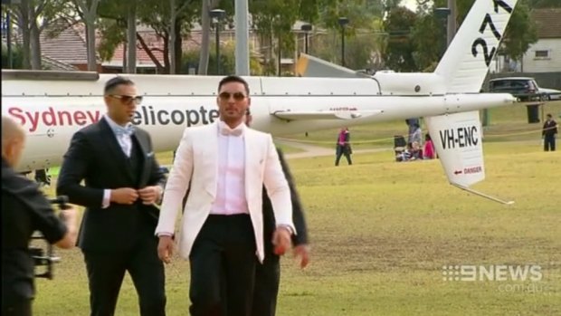 Salim Mehajer arrived in a park by helicopter.