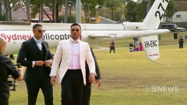 Salim Mehajer arrived in a park by helicopter.