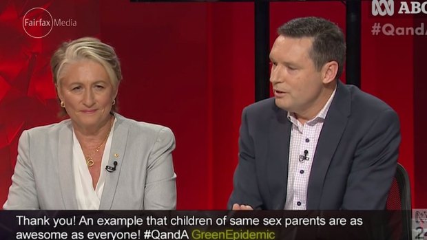 Dr Kerryn Phelps and Lyle Shelton on Q&A. 