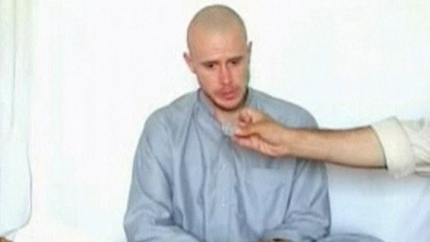 Bowe Bergdahl after he was captured in Afghanistan in a still image taken from a video.