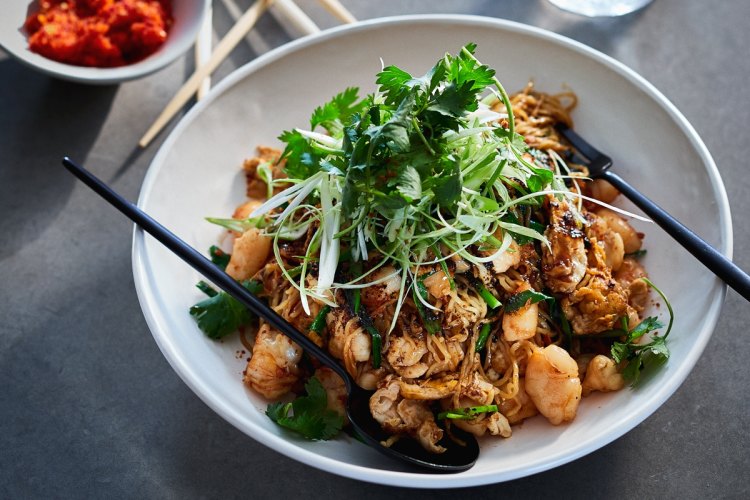 Chin Chin Sydney dish of stir-fried bug tail and egg noodle.