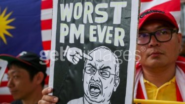 Protesters in Kuala Lumpur demand the resignation of Najib Razak in August 2015.