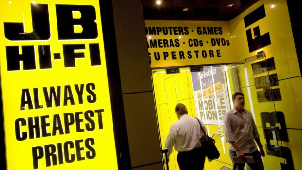 Shares in JB Hi-Fi jumped on the news that same-store sales were up 0.2 per cent in the seven months to January.