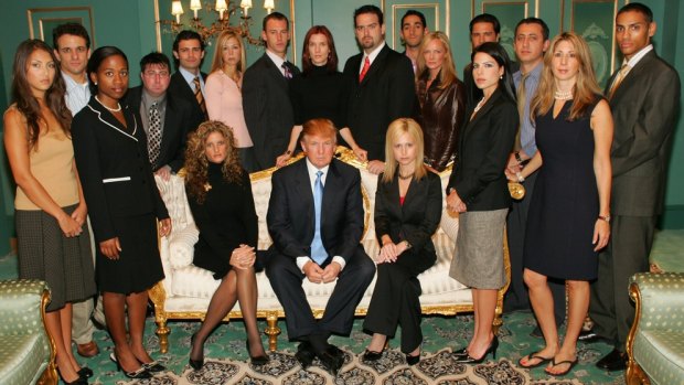 Donald Trump and hopefuls in the 2006 series of The Apprentice.