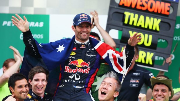 Last lap: Mark Webber says farewell to F1 in Brazil in 2013.