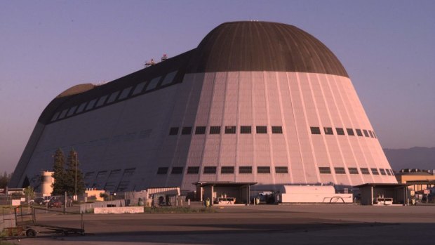NASA's Hangar One in 1999. Google has leased the former naval base, including three historic hangars, two runways, adjacent land and buildings.
