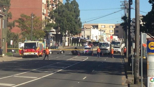 Downed power lines have closed Parramatta Road in Sydney's west. 