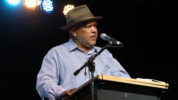 Indigenous activist Noel Pearson addresses the crowd at Woodford.