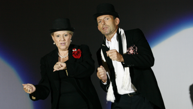 Happier times: Bishop and Abbott rehearsing for a 2007 charity fundraiser.
