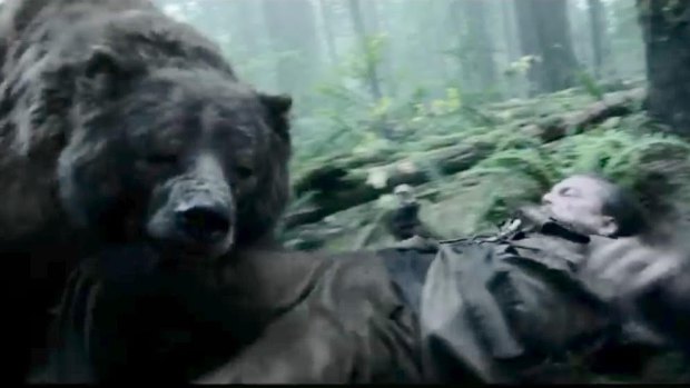 The bear attacking Leonardo DiCaprio.