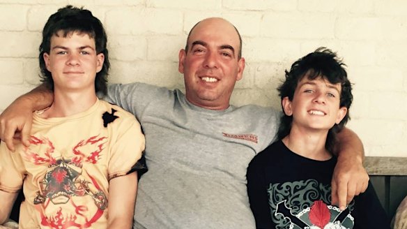 Lui Polimeni, left, pictured with his father and brother.