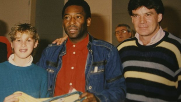 Warren with daughter Shannon and Brazilian icon Pele.