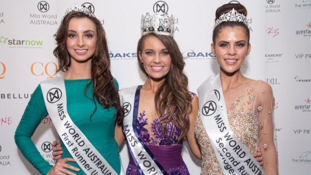 Miss World Australia 2014 Courtney Thorpe (centre) with the runners up.