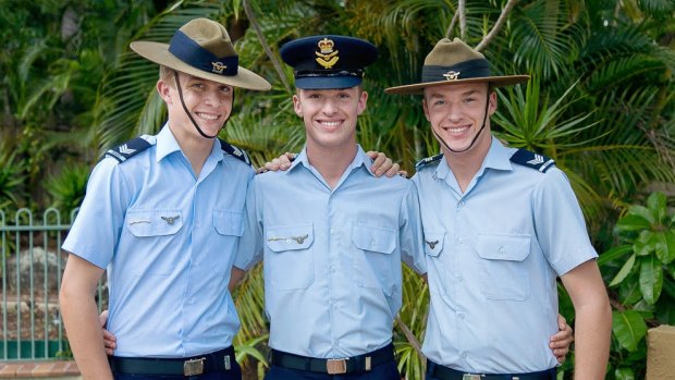 Liam Pridmore, centre, with his brothers Justin and Kyle.