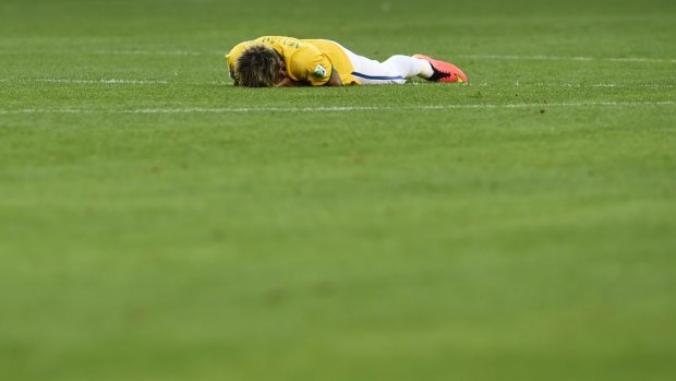 Brazil's Neymar reacts after scoring the decisive penalty. 