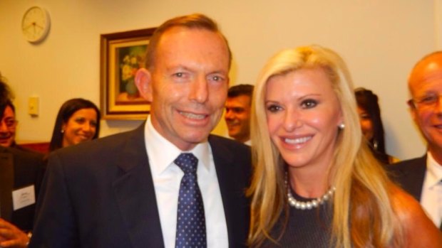 Tony Abbott with Gamble Breaux of Real Housewives of Melbourne.