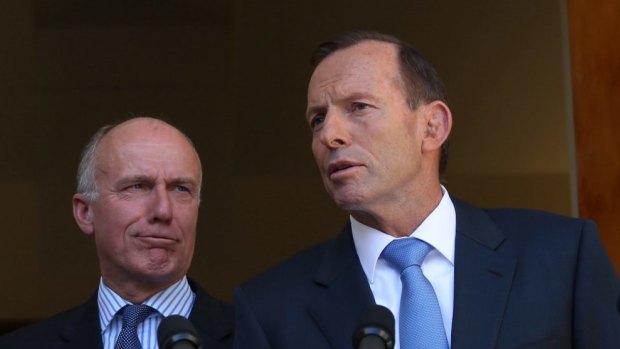 Tony Abbott with Eric Abetz during the Abbott government.