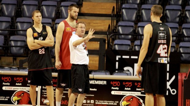 Mentor: Gordie McKeod at training with the Hawks last season.