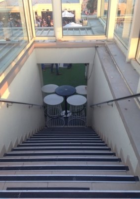 A blocked entrance to the St Kilda Sea Baths rooftop. 