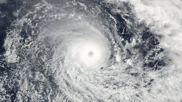 This satellite image captured Tropical Cyclone Winston in the South Pacific Ocean.