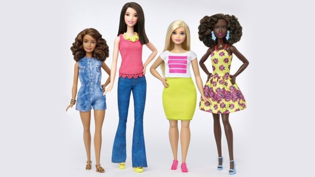 Change: Barbie has released three new body types – tall, curvy and petite and a variety of skin tones, hairstyles and outfits.