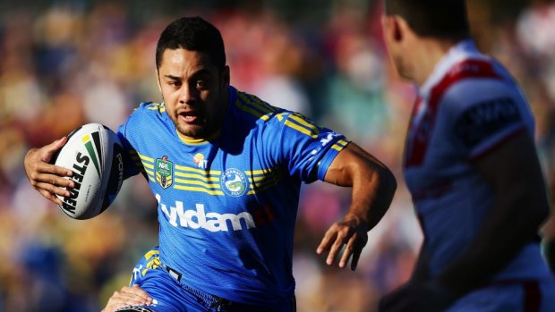 Three of the best: Parramatta's back three, which includes Jarryd Hayne, lead the NRL in tries in 2014.