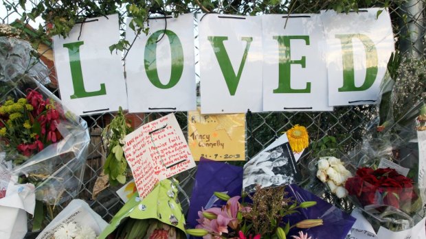 Tributes to Ms Connelly were tied to a fence near where she was killed.