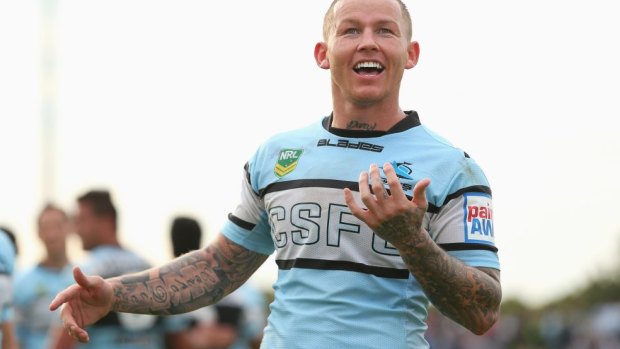 Todd Carney, pictured in Sharks colours in 2013.