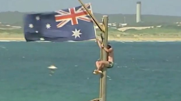 Flag waving ... another shot from the opening of <i>Down Under</i>.