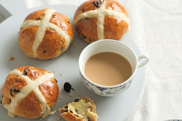 Dried cherry and hot cross bun from BakeClass by Anneka Manning.