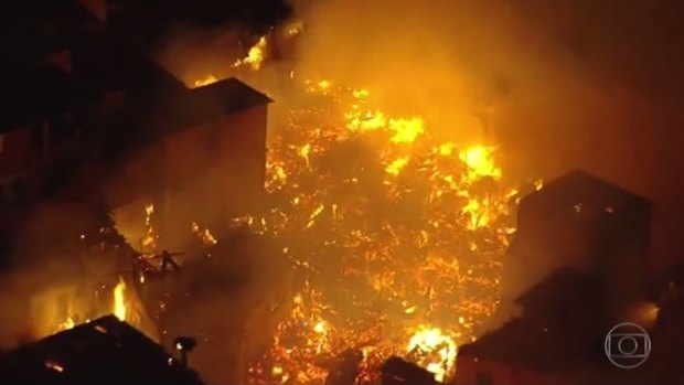 A fire destroyed up to 120 homes in a Sao Paulo slum on the weekend.